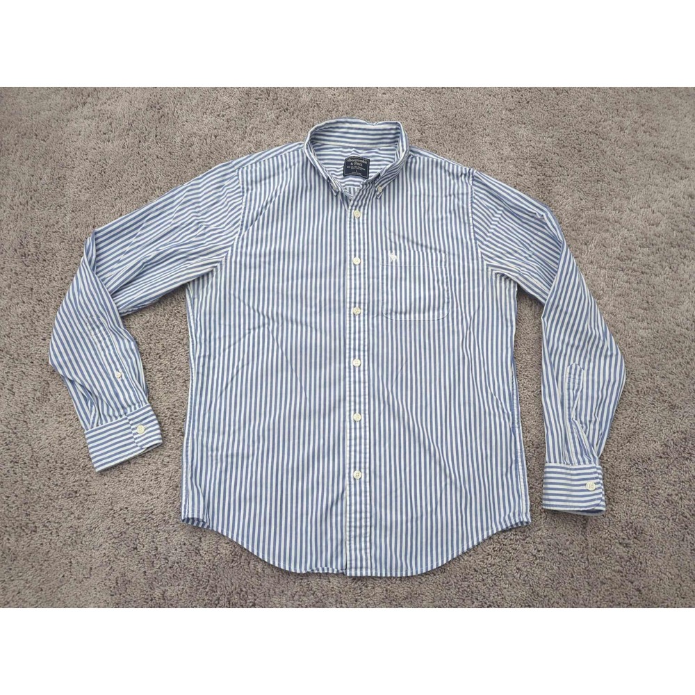 Abercrombie‎ & Fitch Button Up Shirt Mens Large Blue Long Sleeve Preppy Casual
